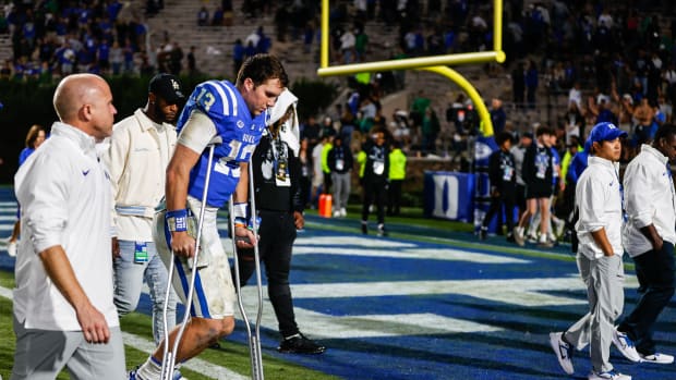 Duke football quarterback Riley Leonard